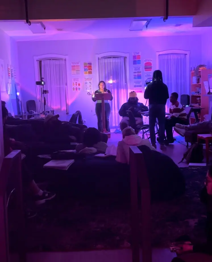 Participants engaged in a haiku writing session